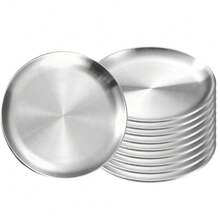 10 件装不锈钢韩式烧烤盘，圆形餐盘，适用于自助餐、甜点、开胃菜