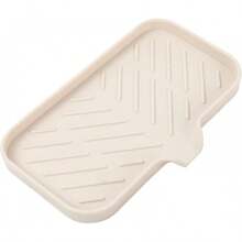 Silicone Bathroom Soap Dishes With Drain Spout-Bathroom And Kitchen Sink Organizer,Sponge Holder,Dish Soap Tray,Perfect For Dispenser,Scrubber,Bottle,Cup On Sink Or Counter-Coffee 4.9"*3.2" - Tapioca - View 1