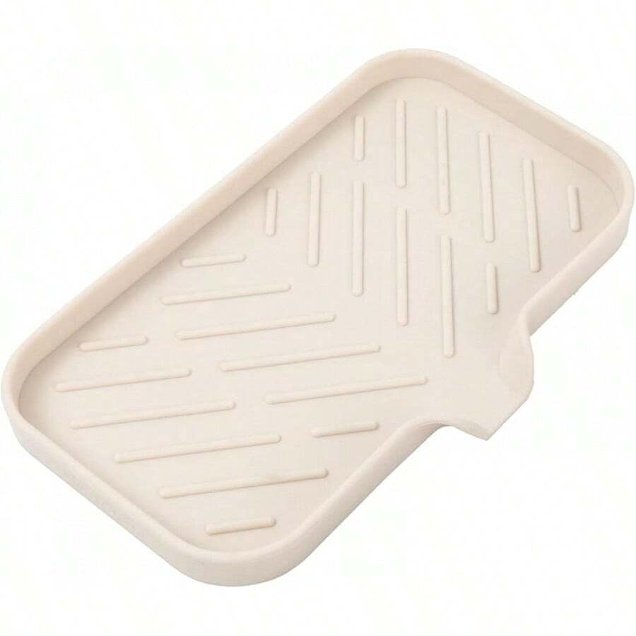 Silicone Bathroom Soap Dishes With Drain Spout-Bathroom And Kitchen Sink Organizer,Sponge Holder,Dish Soap Tray,Perfect For Dispenser,Scrubber,Bottle,Cup On Sink Or Counter-Coffee 4.9"*3.2" - Tapioca - View 1