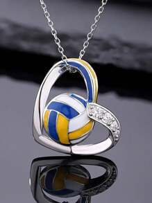 波西米亚心形吊坠 - 1 件时尚排球项链，适合男孩 - 运动珠宝