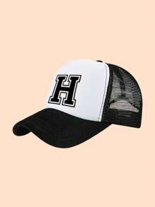 1pc Letter Print Kids Truck Mesh Cap Set, Fashion Foam Mesh Hat For Children, Suitable For Children's Day, Back To School, Daily Wear, Travel Matching - Black and White - View 33