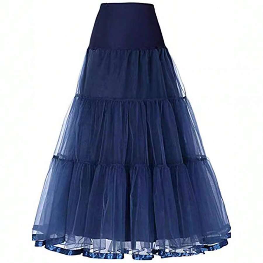 Women Puffy Organza Skirt Ankle Length Petticoat Bridal Wedding Slip Hoopless Ruffled Crinoline Underskirt Tutu Plus Size M-XL