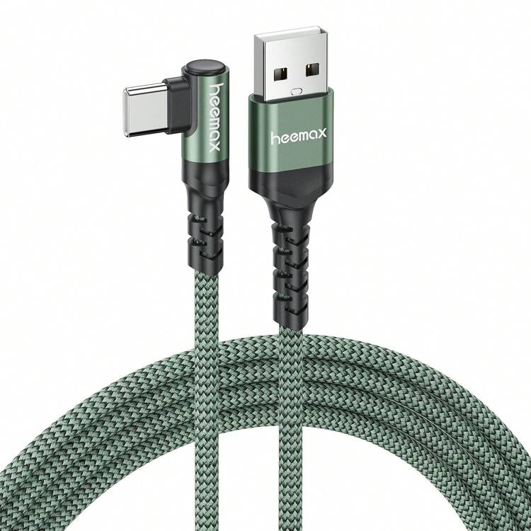 USB Type C Cable,60W Max Fast Charging Cord Compatible With Iphone 16/15series, 3A Max USB A To Type C Charger Cable Compatible With Samsung Galaxy S23 Ultra,S22 Note 20 Redmi Note K60 K50 11 11s 12 Plus Oppo Reno 4 Realme X2 X3 Pro Compatible With IPhone 16, 16 Pro Max, 15, 15 Plus, 15 Pro, 15 Pro Max,Compatible With Xiaomi, Compatible With OnePlus 90 Degree Right Angle Aluminum Alloy Nan - Green - View 10
