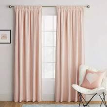 1pc Room Darkening Heathered Window Curtain Panel - Room Essentials™ - Pink - View 3