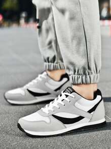 Chaussures à lacets rétro à bout rond pour hommes, respirantes et de grande taille pour couples. Semelles souples et antidérapantes, convenant à toutes les saisons. Chaussures plates confortables pour étudiants, semelles résistantes et antidérapantes, maille souple et respirant - Gris - Voir 7