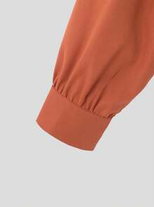 INCERUN Fashion Mens Tie Front Buttons Long Sleeve Ruffle Blouse Holiday Party Casual Shirt Tops - trái cam - Xem 9