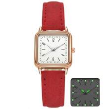 Square Ladies' Luminous Watch Simple & Delicate Women's Quartz Watch Women's Fashionable Simple Square Dial Wristwatch With Numerical Markers And Leather Strap Suitable For Daily Wear And Suitable For Birthday Gift, Anniversary Gift