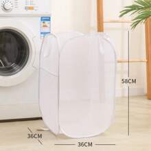 1pc Foldable Laundry Basket, Mesh Pop-Up Laundry Hamper With Handles, Tear-Resistant, Lightweight & Breathable, Odorless, Compact Folding, Large Capacity Portable Travel Laundry Bag, Suitable For Home Storage