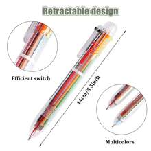 10 Gói Bút Bi Nhiều Màu 0.7mm Bút Bi Trong Suốt 6 Trong 1 Có Nhiều Màu Mực Bút Bi Có Thể Thu Vào 6 Màu Cho Đồ Dùng Học Tập Văn Phòng Học Sinh Trẻ Em Quà Tặng Trở Lại Trường - Nhiều màu - Xem 6