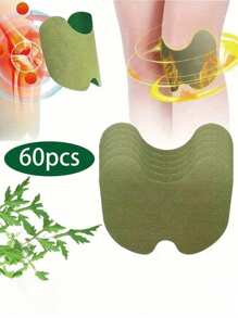 60 片装植物精华膝盖贴、颈肩膝贴、针灸贴、热敷贴、持久保暖膝盖贴、温和无刺激日常护理足底垫、中药缓解不适、天然草本精华自热贴，适用于身体、背部、手臂、手腕、放松疲劳、腿部、膝关节健身房配件膝盖支撑运动护膝健身房护膝 - 彩色 - 查看 1