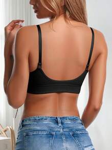 Women's Lingerie Sexy Wireless Underwear Bralette Seamless Women Bra Padded Sleep Tops U Shaped Back Sports Tube Top Breathable Crop Lingerie For Daily Wear Underwear - Black - View 3