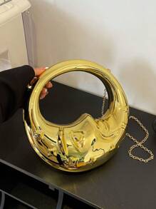 [Waterproof Party Clutch] Luxury Women's Party/Prom Acrylic Gold Clutch Bag, Waterproof Crossbody Bag, Evening Handbag, Moon Clutch "Tready" Bridal Bag, Suitable For Party, Wedding, Formal Dinner/Gala, Paired With Wedding Dress, Formal Gown, Prom Dress, Birthday Dress, Women's Formal Party Dress - Gold - View 10