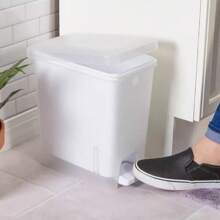 2.7gal Step Trash Can Clear : Small Pedal-Operated Lid, Bathroom Garbage, Indoor Rectangle, Textured Plastic