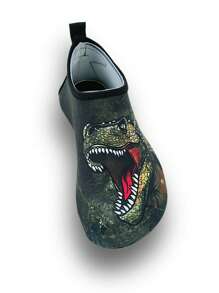 Sandalias de playa para niños, zapatos ligeros y transpirables para exteriores, playa, agua, arroyo, escalada con suela blanda y estampado de camuflaje de dinosaurio de la jungla para niños - Verde militar - Ver 6