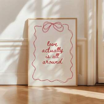 1pc Unframed Love Actually Is All Around Quotes Poster Wall Art Canvas Print Maximalist Girl Room Aesthetic Decor Painting For Dorm, Apartment, Bedroom, Modern Home Decoration