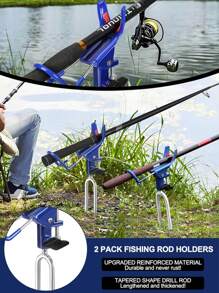 1pc 360° Adjustable Fishing Rod Holder - Heavy-Duty Rust-Proof Steel, Folding & Portable Stand - For Bank Fishing, Catfishing, Shoreline, Beach Fishing Gear - Fishing Rod Holder - Fishing Pole Stand - Bank Fishing Gear - Catfishing Equipment - Portable Fishing Accessories - Multicolor - View 2