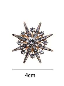 1 pièce Broche étoile dorée étincelante élégante, accessoire de bijoux haut de gamme avec quatre pointes angulaires incrusté de strass, petits diamants multi-couches les entourant, accessoire mode pour soirée