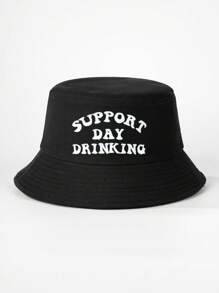 1pc Unisex Embroidered "Support Day" Bucket Hat, Breathable All-Match Sun Protection Casual Outdoor Wear - Bucket Hat - View 2