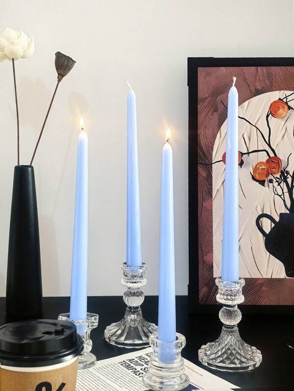 2pcs 10-Inch Blue Scented Pillar Candles, Long-Lasting Burn, Home Decor, Bedroom Use, Romantic Ambiance Scented Candle Sticks, Perfect For Mother's Day, Father's Day, Wedding, Christmas, Gift For Her