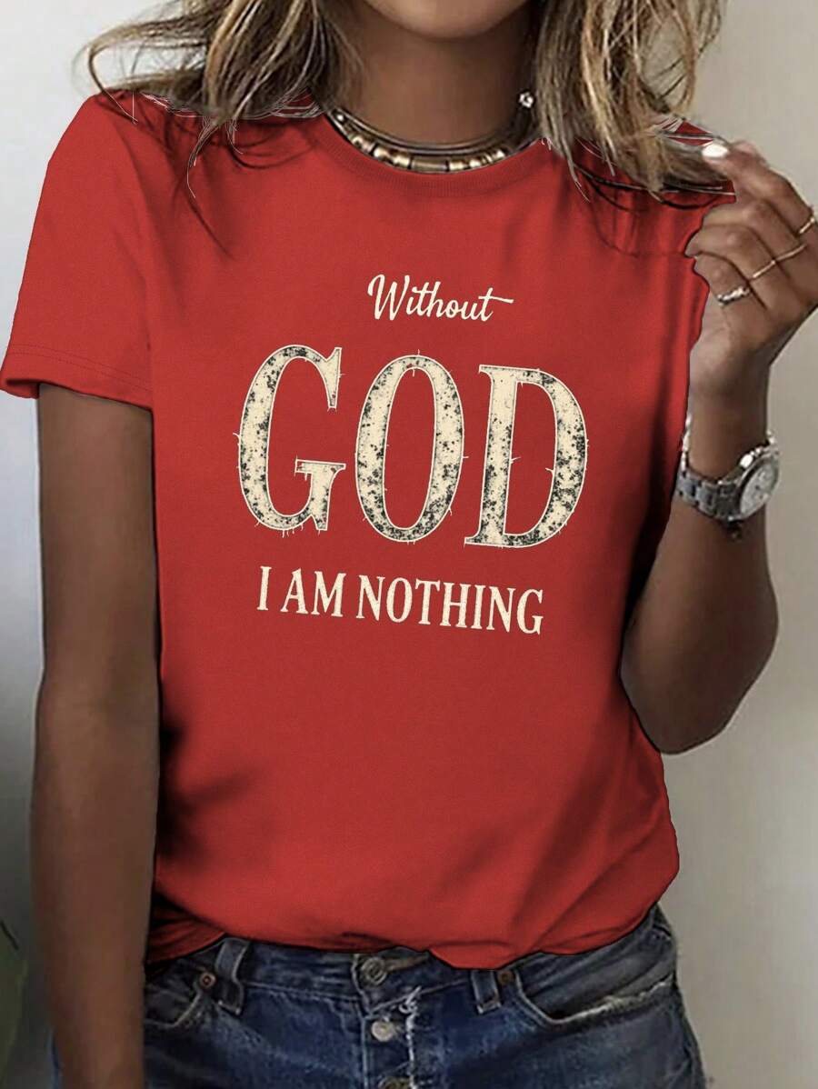 Without GOD I AM NOTHING T-Shirt Regular - 紅色 - 查看 1
