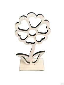 复活节家居餐桌装饰 - 1 套 4 件木质空心花饰，创意木制工艺品，天然木色