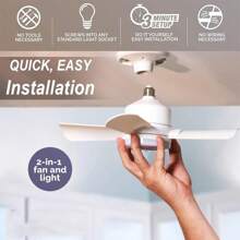 1pc Screw Socket Fan E27 Base, Ceiling Fan With Light And Remote LED Bulb, Tri-Color With Remote Control, Ceiling Fan Replacement Device For Home Bedroom, Living Room, Kitchen, Balcony - White - View 1