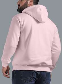 Men's Plus Size Sweatshirt  Hood Premium Mesh Cold Weather Blouse Basic Cotton Flannel Coat Various Colors - Baby Pink - View 3