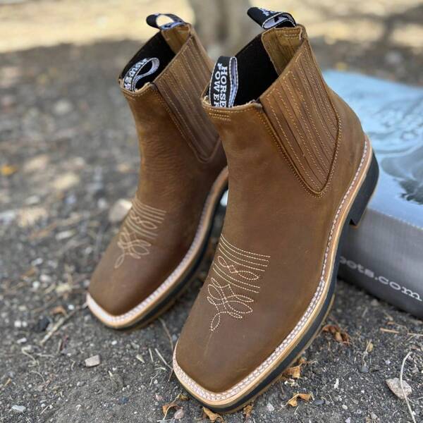 Botin Vaquero De Piel Para Trabajo Uso rudo Suela Doble Densidad Para Hombre