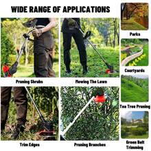 1Set Electric Cordless Grass Trimmer Rechargeable Lawn Mower Grass Lawn Cutter With 2 Alloy Saw Blades 4 Alloy Blades 10 Plastic Blades 2 Rechargeable Batteries Goggles Gloves Auxiliary Handle,Garden Tools, Gardening Tools For Garden