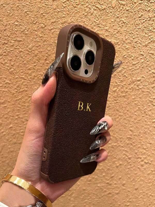 Personalized Customized Initials Name Phone Case Compatible With IPhone 17 16 15 14 13 12 11 Pro Max 17 Air Luxury Moon Pit Pattern Faux Leather Soft Back Cover Compatible With Iphone 16 15 14 13 12 11 Pro Max 3D DIY Engraved Letters Birthdays Festival Gifts,Boyfriend,Girlfriend,Family,Friends,Grandparents,Couple