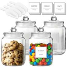 Half Gallon Large Glass Jars With Lids, Airtight Storage Clear Containers For Kitchen, Laundry Room And Pantry Food Organization, Set Of 4 - Transparent - View 1