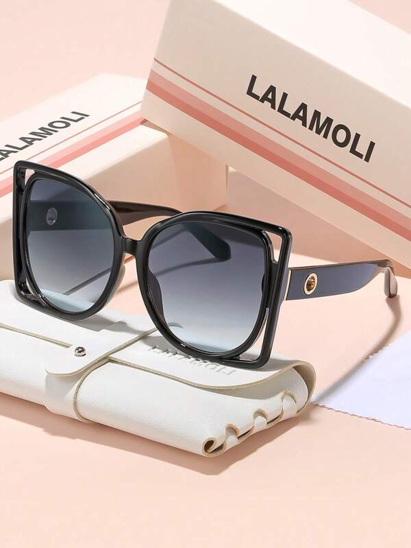 LALAMOLI LALAMOLI Round Full Frame Fashion Glasses, Luxury & Chic High-End Feel, Elegant Women's Summer Beach Party Gradient Color Vacation Gift