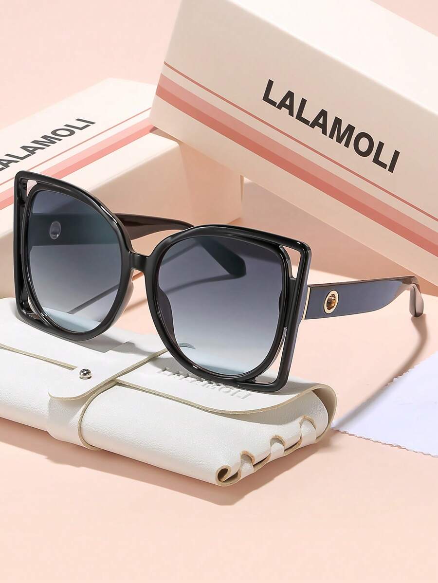 LALAMOLI 圆形全框时尚眼镜，奢华别致的高端质感，优雅女士夏季海滩派对渐变色度假礼物 - 彩色 - 查看 1