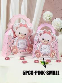 1/5 件 - 婴儿沐浴生日礼物袋，适合男孩和女孩，配有纸巾和卡片气球熊图案，带手柄 - 彩色 - 查看 14