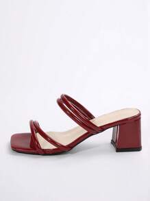 2024新款夏季法式优雅女士凉鞋，粗跟细带时尚绑带高跟凉鞋 - 紅色 - 查看 3