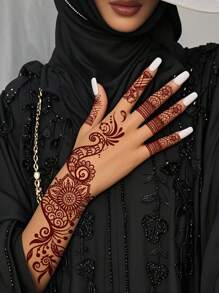 3 件装红色指甲花纹身贴纸，半袖尺寸，逼真，持久，防水 - 紅色 - 查看 6