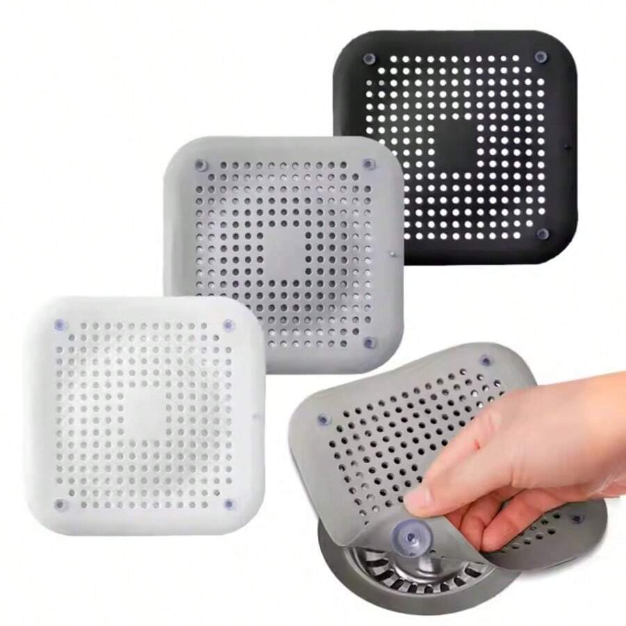 Silicone Bathroom Or Kitchen Drain Cover With Suction Cups And Easy To Clean - Grey - View 1