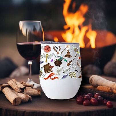 Harry Potter 1pc 12oz Adorable Stainless Steel Coffee/Tea Mug With Lid, Featuring Harry Potter Elements Design, A Great Gift For Family And Friends