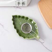 1/2pcs Ceramic Spoon Rest For Stove Top, Cute Green Leaf Shaped Spoon Rest/Spoon Holder For Kitchen Countertop, Farmhouse Decor Leaf Shape Spatula Holder Utensil Rest, Gift For Mother's Day Housearming Thanksgiving Christmas