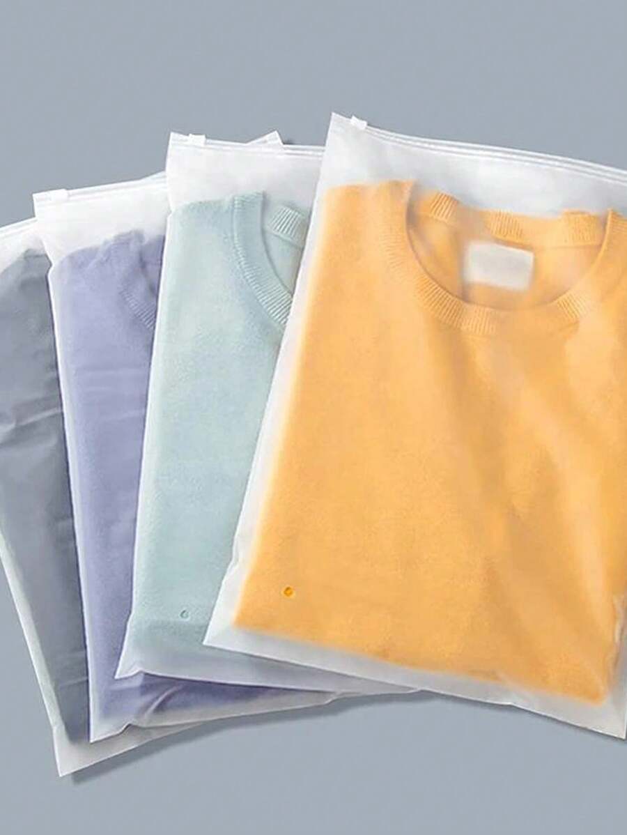 塑料可重复密封袋、磨砂可重复使用密封袋、旅行收纳袋、医院必备整理袋，可存放衣物、鞋子、旅行必需品、学习用品 - 無色 - 查看 1