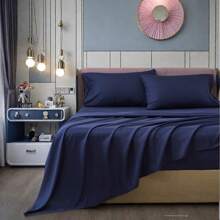 4pieces(Full/Queen/King)Lightweight Solid Comforter Cover Set For All Seasons,Twin(3 Pieces),Soft & Comfortable Cover Bed In A Bag Cover Set For Student/Friends/Colleage,A Cloud-Like Sleeping Space All Year Round,Spring/Summer/Autumn/Winter,Great Gift - Navy Blue - View 4