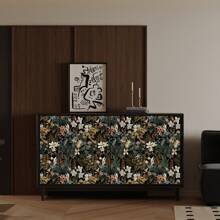 1 Roll Retro Dark Floral Self-Adhesive Wallpaper, PET Seamless Removable Contact Paper, Waterproof And Easy To Peel, No Residue, Plant Mural, Moisture-Proof Wall Protector, Easy To Cut And Install, Straight Match, Simple Home Decor For Living Room, Kitchen, Bedroom And Furniture Makeovers - Multicolor - View 10