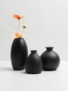 1PC Small Flower Vase Black Ceramic Vase Wedding Centerpiece Arrangement Plants Flower Pot Home Living Room Desktop Decoration Home Decor Back To School Room Decor School Supplies Glass Vase - Black - View 8