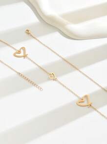 1 pièce Collier à chaîne longue pour pull avec pendentif en forme de cœur et ovale, motif spirale à la mode pour femme, accessoire polyvalent