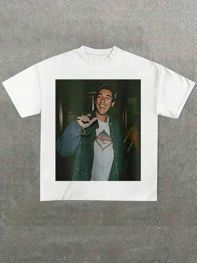Plus Size Men's,Adam Sandler Funny Shirt - Vintage Adam Sandler ,(1 Pcs )100% Cotton Casual Printed T-Shirt,Crew Neck Short Sleeve,220g  Cotton T-Shirt,For Going Out,Gift,Summer,Unisex