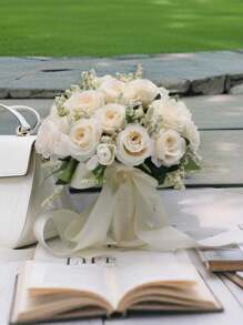 1pc Large Silk Rose Bridal Bouquet, Wedding Bridesmaid Flower Bunch
