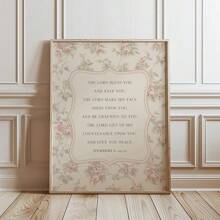 1 tấm vải canvas không khung Chúa ban phước cho bạn nghệ thuật treo tường in hình trích dẫn Kinh thánh tối giản hoa thẩm mỹ trang trí phòng trẻ em cổ điển cho ký túc xá, căn hộ, phòng ăn, trang trí nhà hiện đại - Nhiều màu - Xem 4
