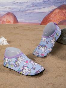 Girls' Fashion Casual Comfortable Unicorn Swimming Shoes Wading Aqua Shoes, Summer - Blue - View 3