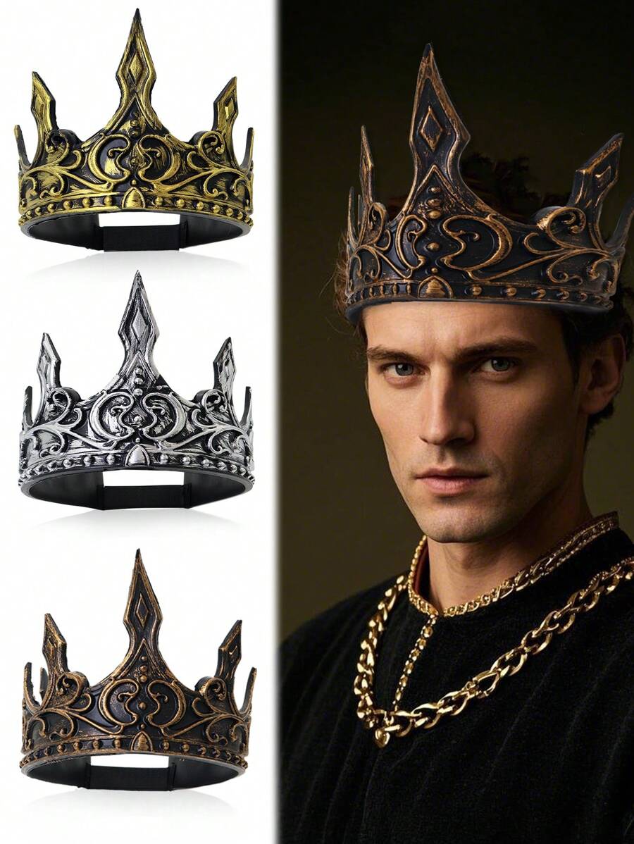 1pc Vintage Style Adjustable Men Crown Ancient Greek King Headpiece