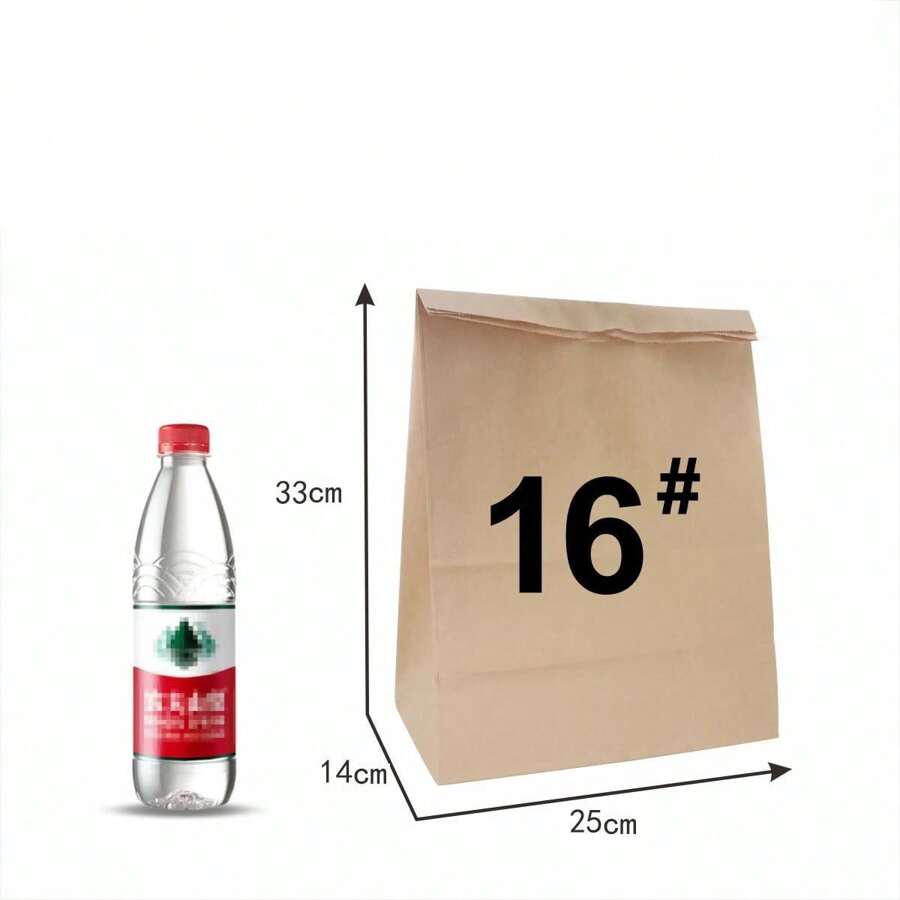 10/30/50/Pieces Kraft Paper Bag Food Vegetable Shopping Bag Candy Package Kraft Lunch Bag Food Cookie Bread Bucket Bag - 16號 25x33x14 - 查看 1